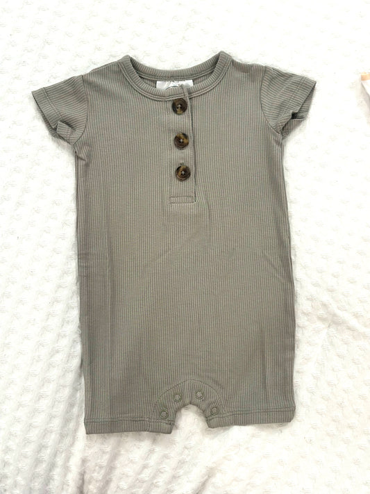 Sage Green Ribbed Short Romper