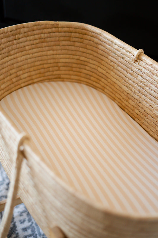 Beige and white stripe Crib Sheet