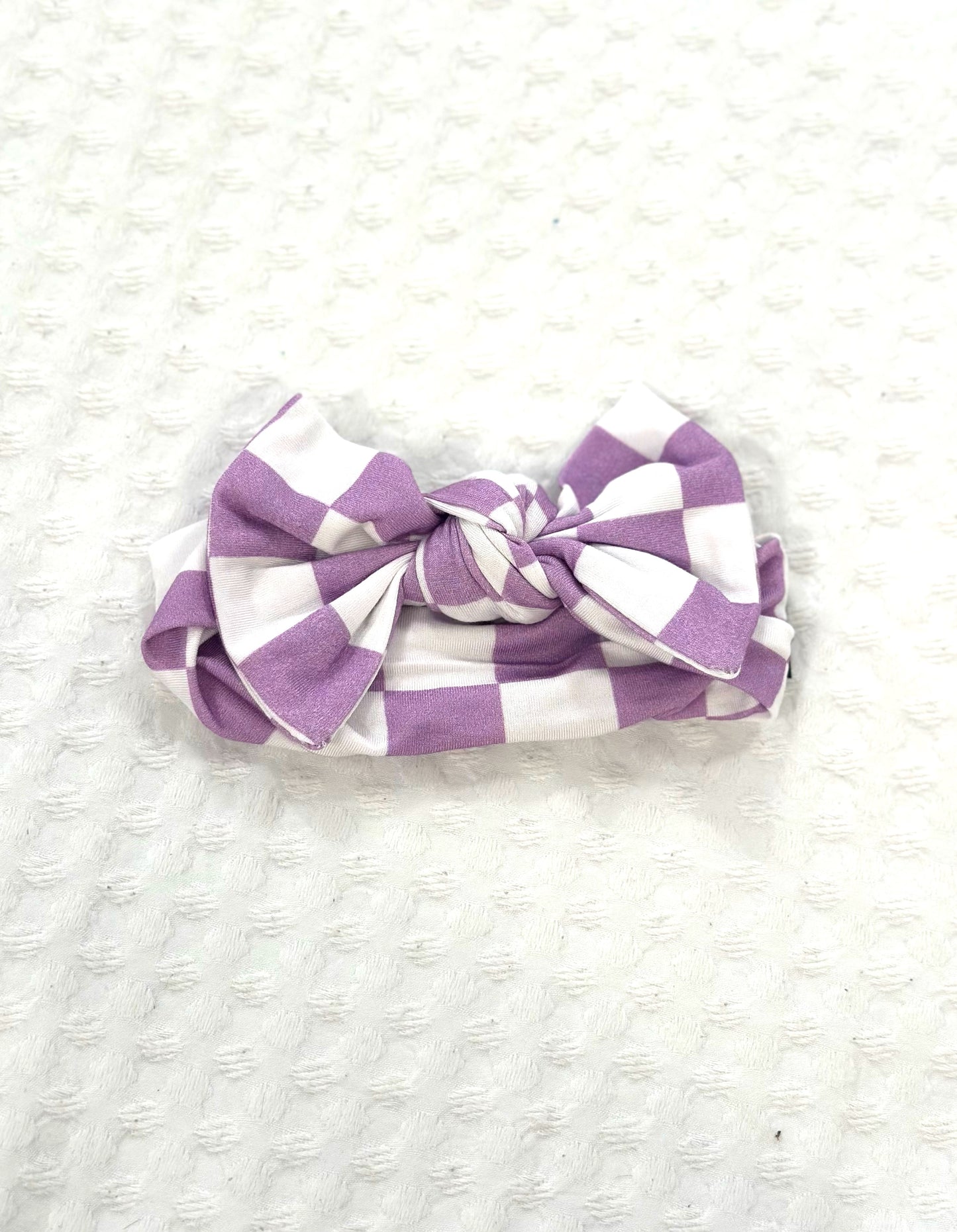 Bonnie Purple Checkered Bow Headband