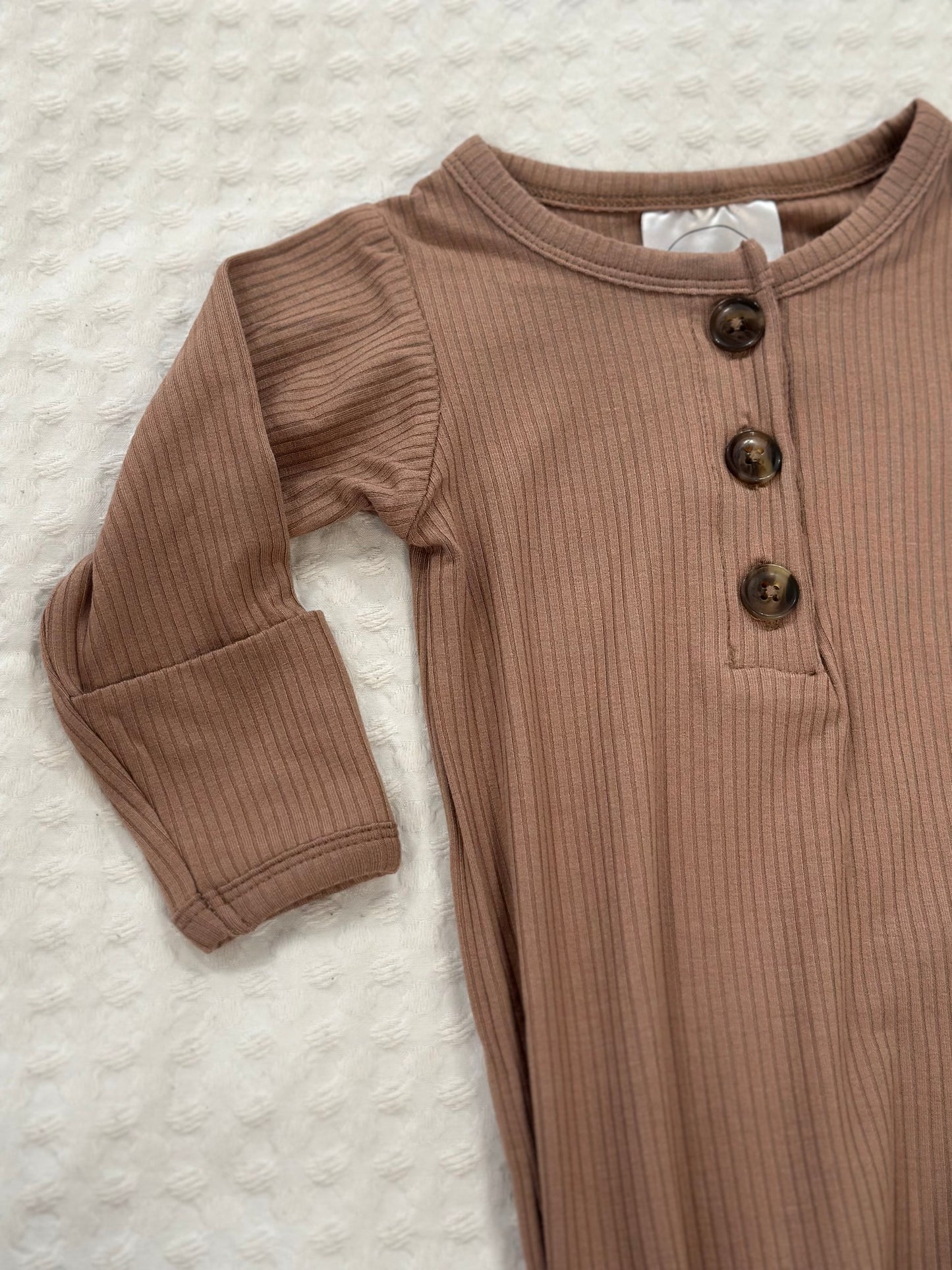 Brown Ribbed Knotted Gown