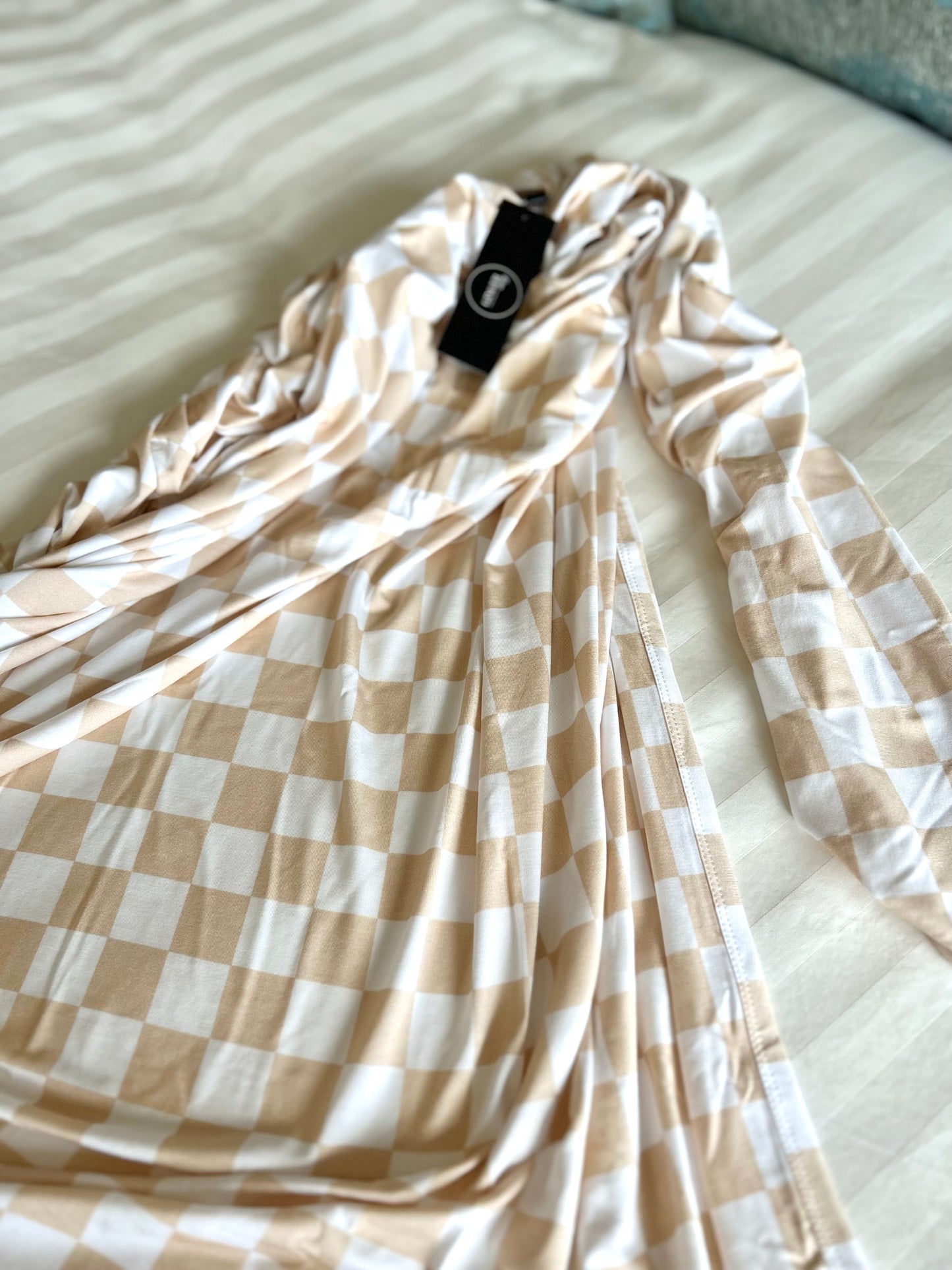 Tan Checkered Swaddle