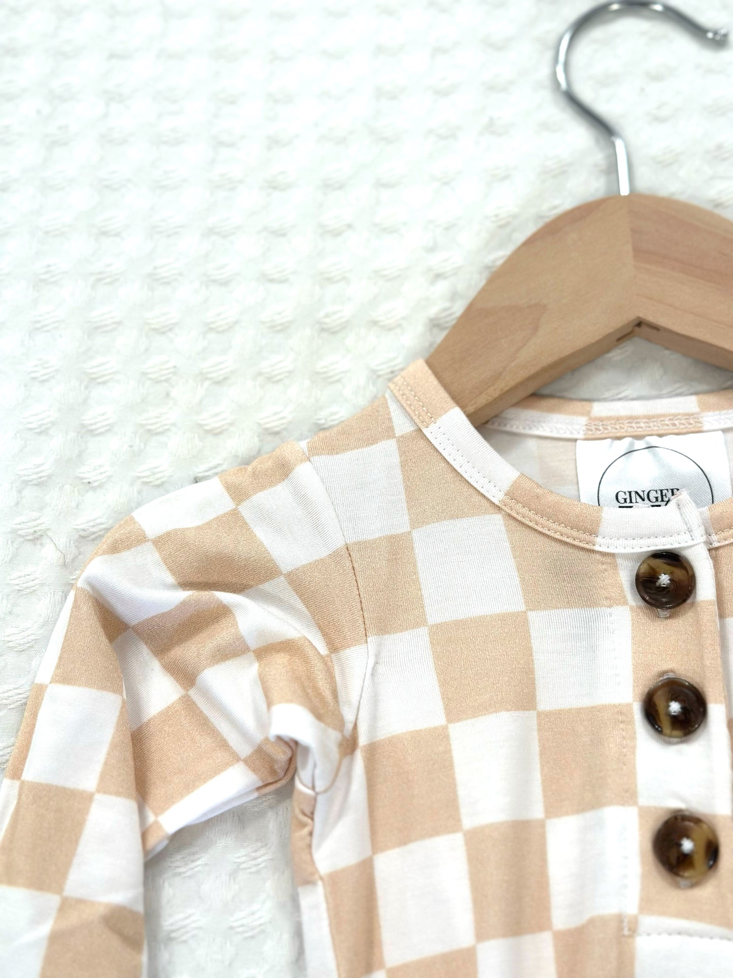 Tan Checkered Knotted Gown