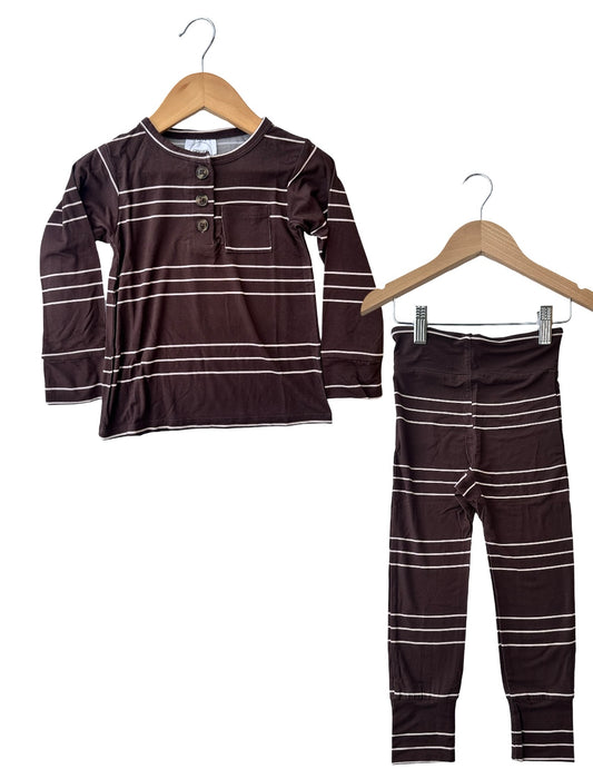 Brown Stripe Top + Bottom