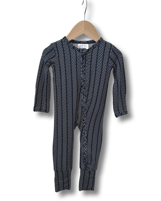 Midnight Blue Herringbone Zip Sleeper