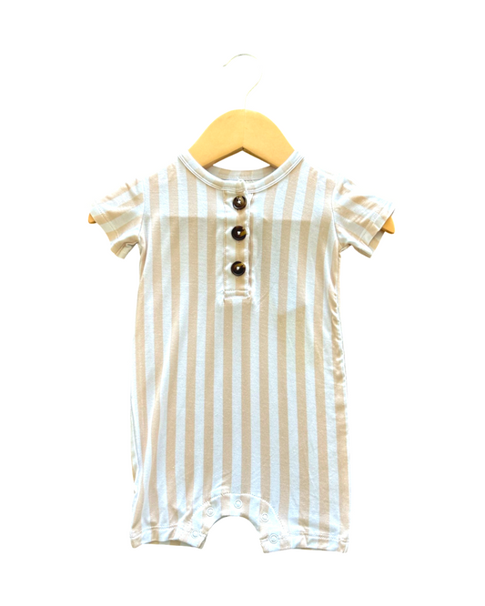 Beige and White Short Romper