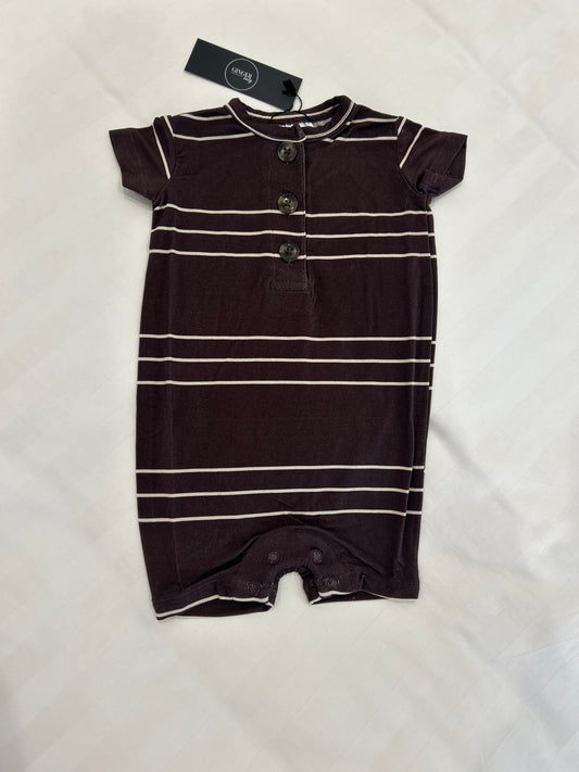 Brown Stripe Short Romper