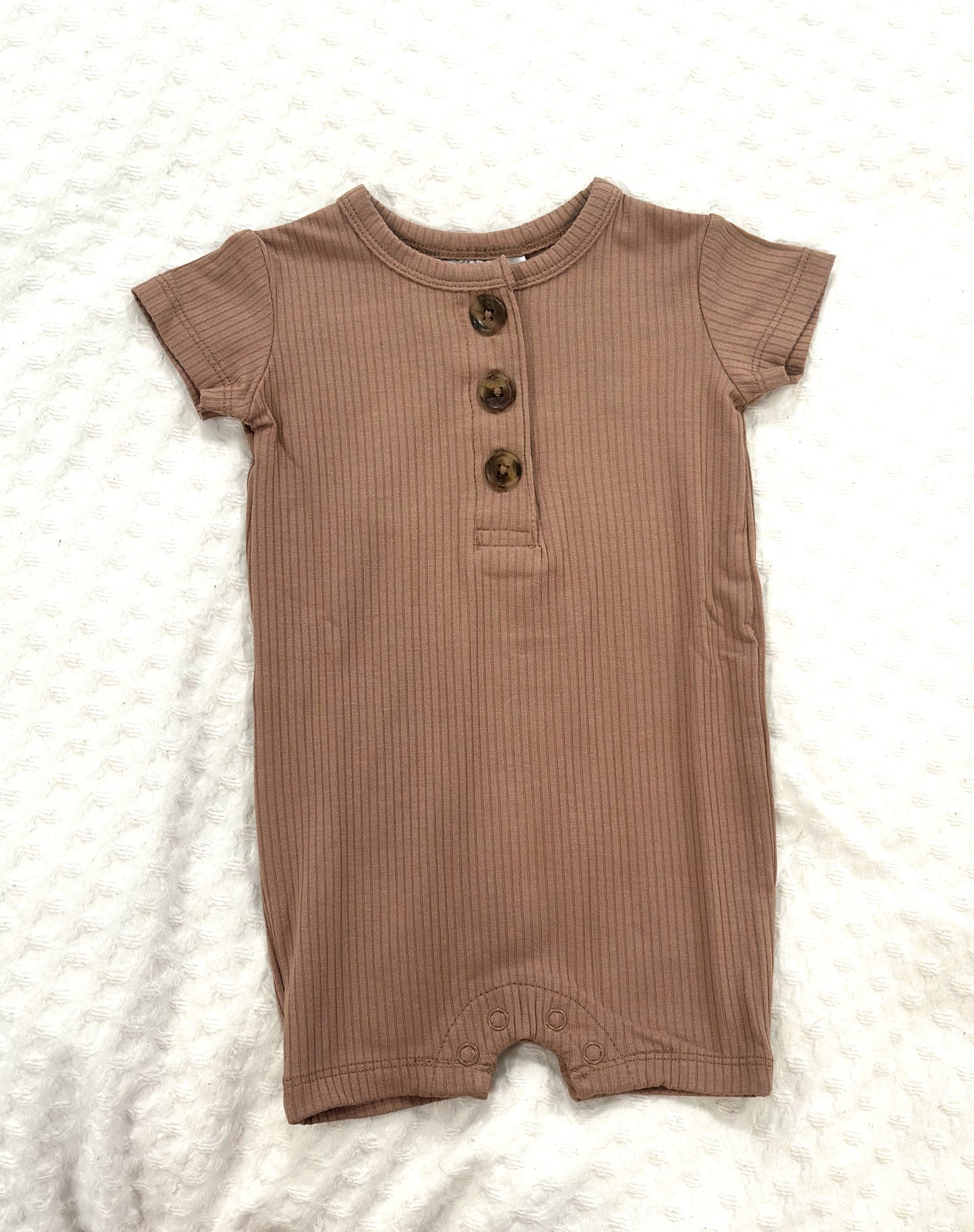 Brown Ribbed Short Romper