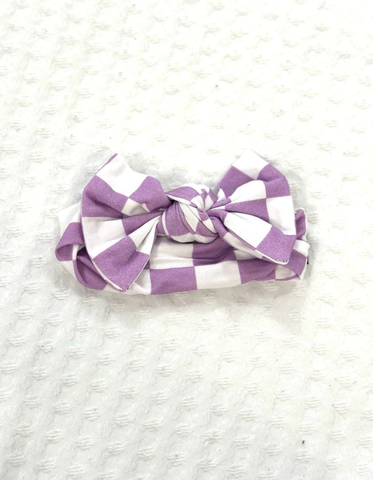 Bonnie Purple Checkered Bow Headband