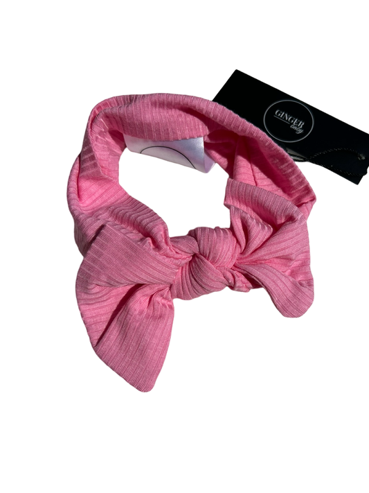 Bubblegum Pink Ribbed Bow Headband (Clearance)