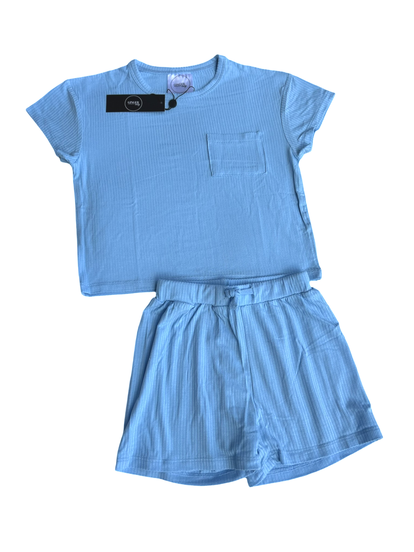 Carolina Blue Ribbed Toddler Lounge Short Set (Clearance)