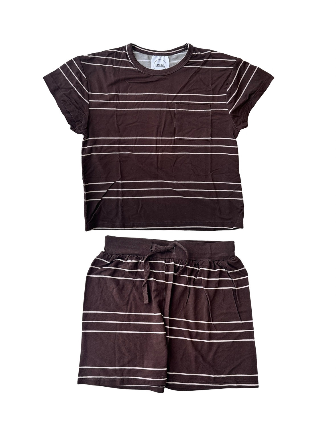 Brown Stripe Toddler Lounge Short Set