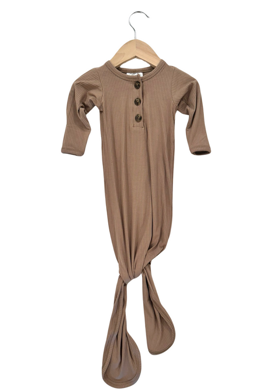 Brown Ribbed Knotted Gown