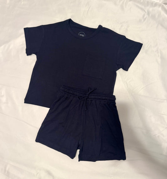 Navy Blue Toddler Short Set