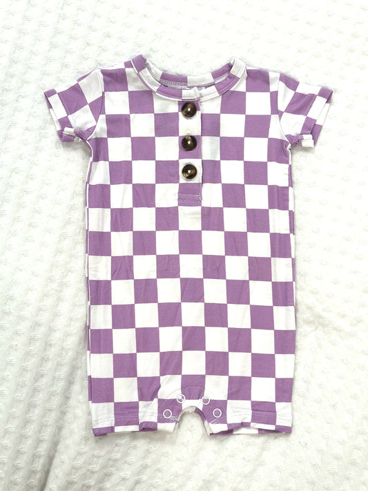 Bonnie Purple Checkered Short Romper