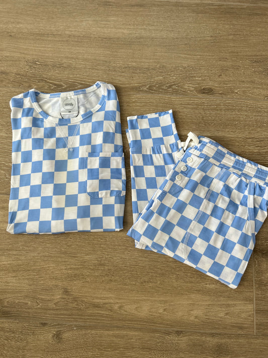 Women’s Blue Checkered Top + Bottom