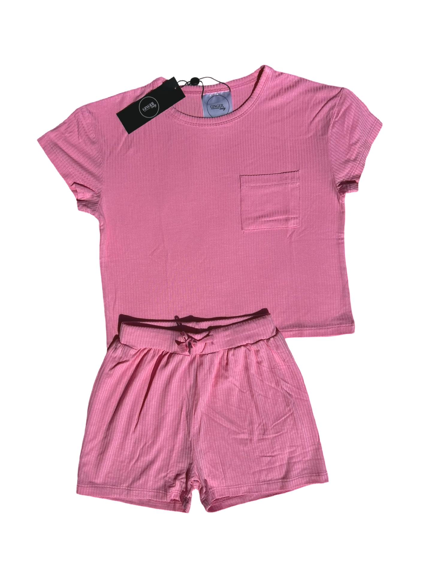 Bubblegum Pink Ribbed Toddler Lounge Short Set