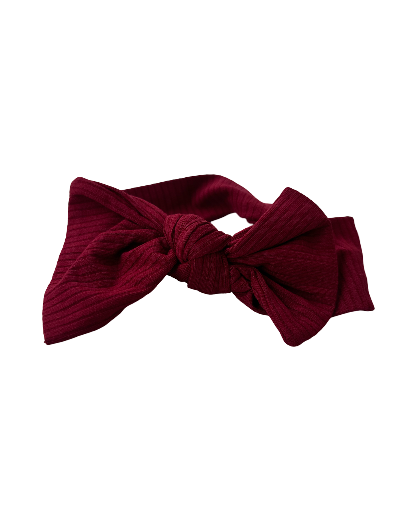 Dark Red Ribbed Bow Headband