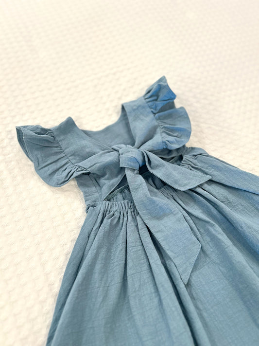 Blue Bow-tow Spring Dress (Clearance)