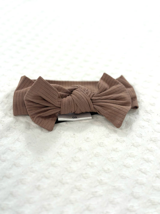 Brown Ribbed Bow Headband (Clearance)