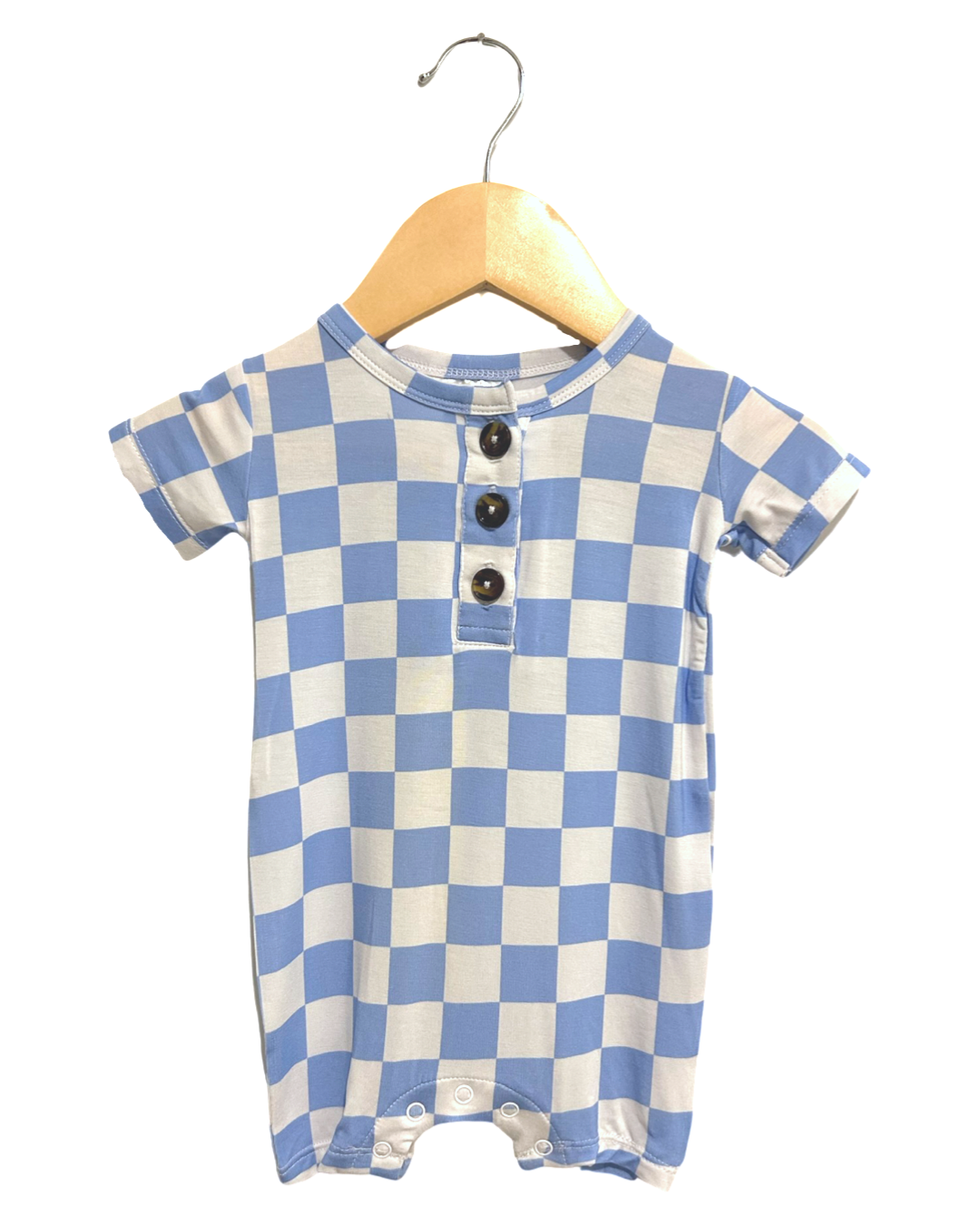 Blue Checkered Short Romper