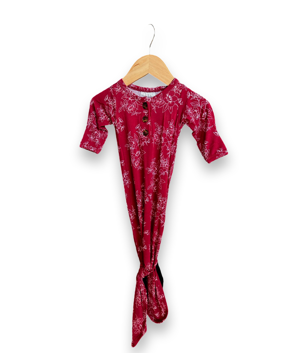 Burgundy Floral Knotted Gown