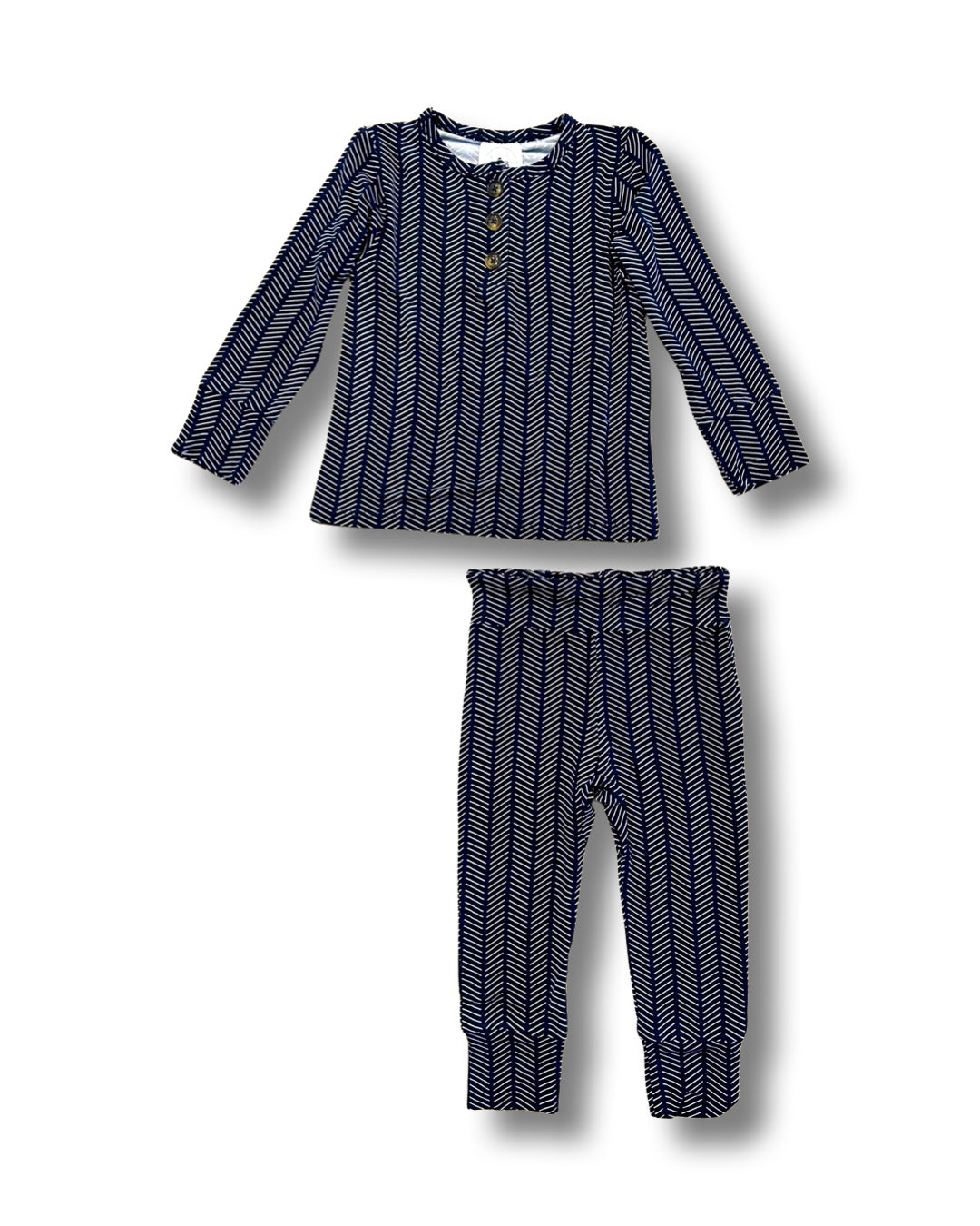Midnight Blue Herringbone Top + Bottom