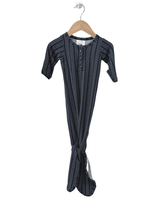 Midnight Blue Herringbone Knotted Gown