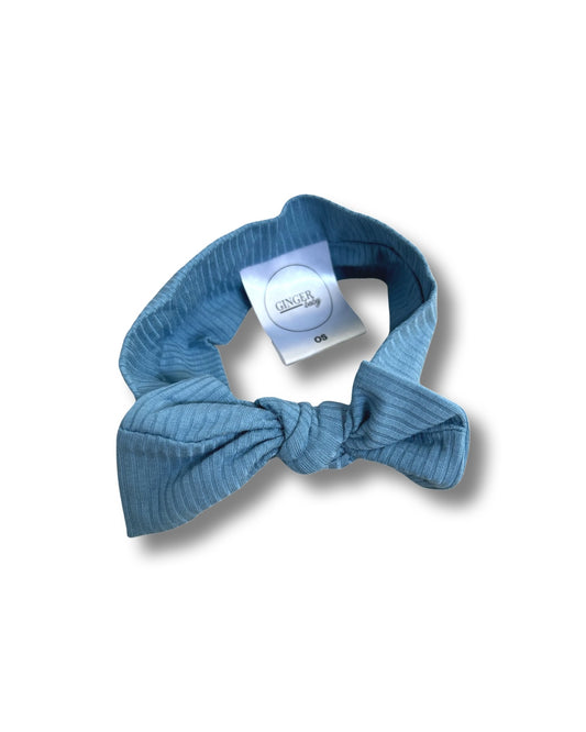 Ribbed Blue Bow Headband (Clearance)
