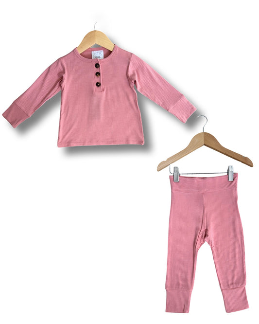 Ribbed Pink Top + Bottom (Clearance)