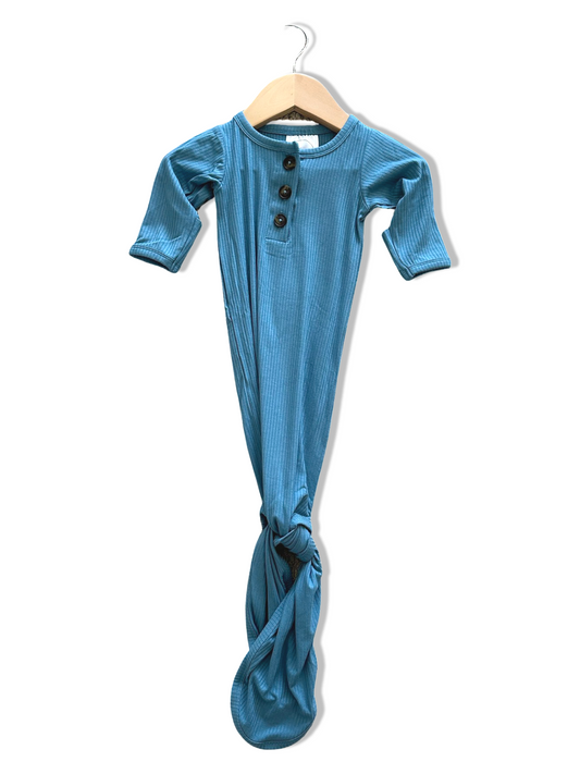 Ribbed Blue Knotted Gown (Clearance)
