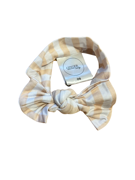 Beige and White Bow Headband