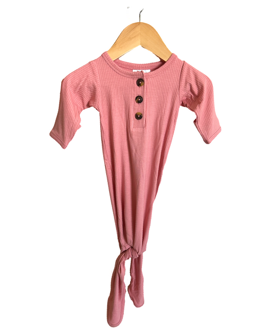 Ribbed Pink Knotted Gown (Clearance)